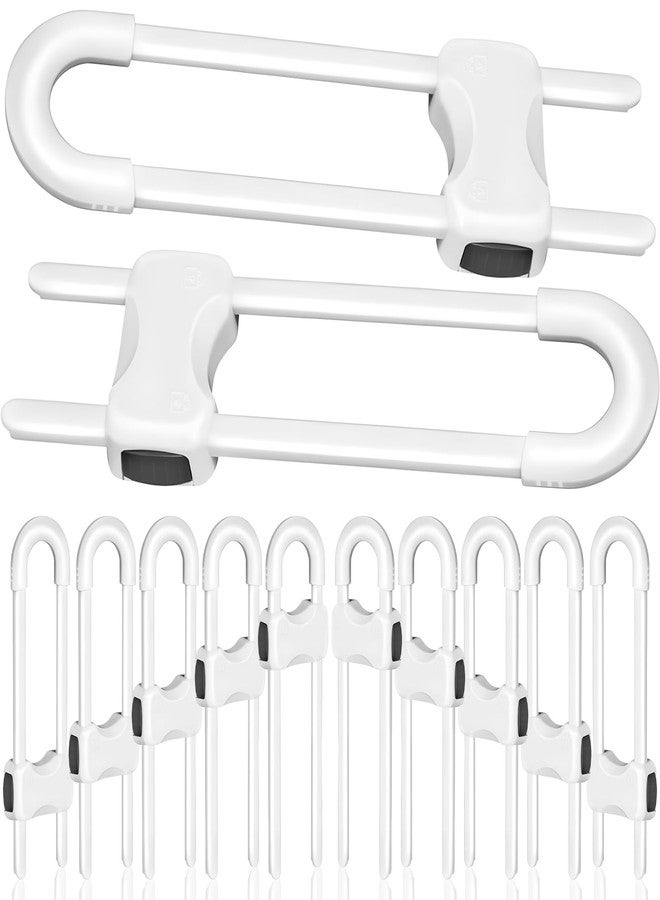 Modacraft 10 Pcs Sliding Cabinet Latches, U Shaped Cabinet Door Locks, Baby Cabinet Safety Latches for Baby Proofing, No Drilling Tool-Free Installation Easy to Use for Knobs or Handle Double Door - Image 1